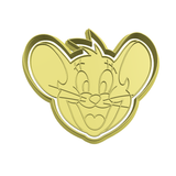 Jerry the mouse face (Tom & Jerry character) cookie cutter with stamp