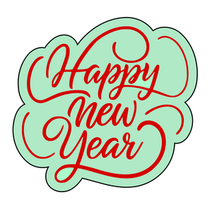 Happy New Year lettering cookie cutter and stamp