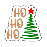 Ho Ho Ho lettering with tree cookie cutter and stamp