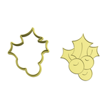 Tri-leaf mistletoe (holly) cookie cutter and stamp