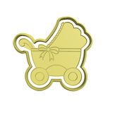 Baby girl pink carriage trolley cookie cutter and stamp