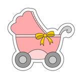 Baby girl pink carriage trolley cookie cutter and stamp