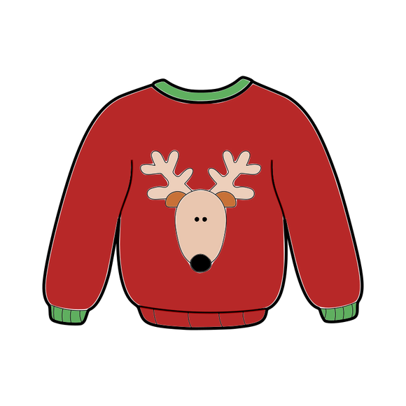 Sweater with a deer face cookie cutter and stamp