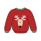 Sweater with a deer face cookie cutter and stamp