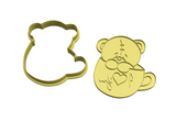 Teddy bear with glass cookie cutter with stamp